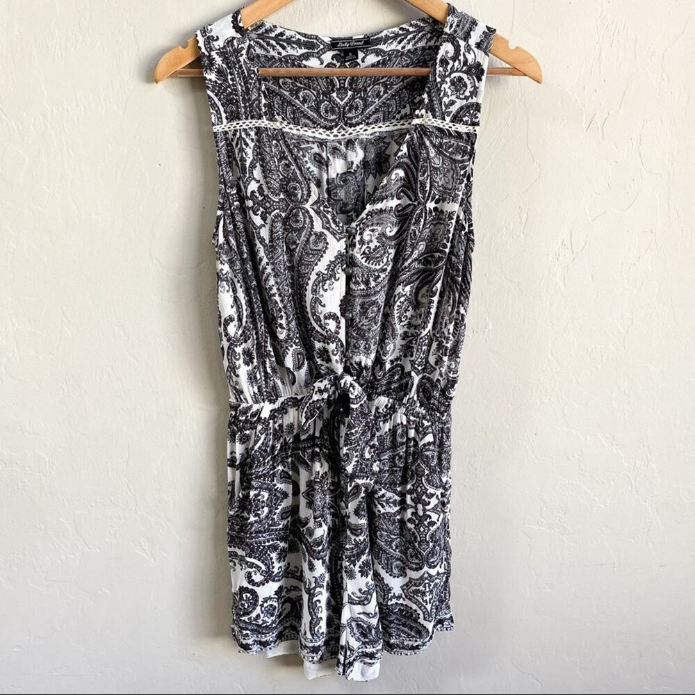 Lucky Brand Black and White Paisley Jumpsuit